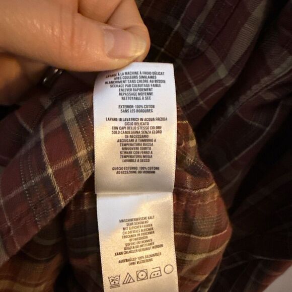 Columbia Men’s Med Flannel Shirt Red Orange Plaid Button Down Long Sleeve Grunge - Picture 5 of 6